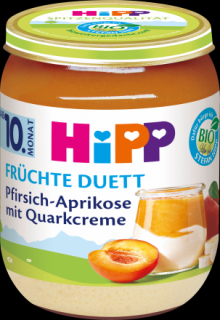 HiPP Bio Ovocný duet broskev, meruňka a tvarohový krém 160 g