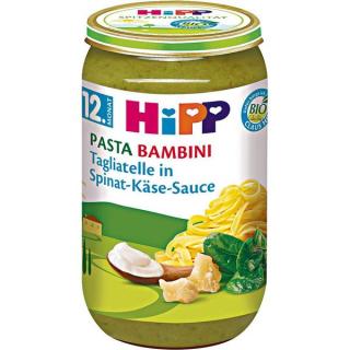 HiPP Bio Pasta Bambini Tagliatelle ve špenátové a sýrové omáčce 250g