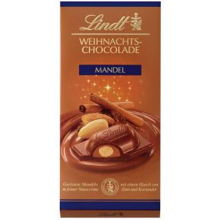 Lindt vánoční čokoláda s mandlemi 100g