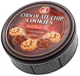 Máslové sušenky s kousky čokolády v plechové dóze 454g  - originál z Německa