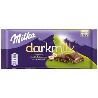 Milka Darkmilk čokoláda s drcenými jádry lískových ořechů 85g  - originál z Německa