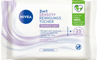 Nivea Sensitiv čistící ubrousky 3v1, 25 ks