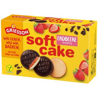 Soft Cake piškoty s čokoládovou polevou a jahodovou náplní 300g