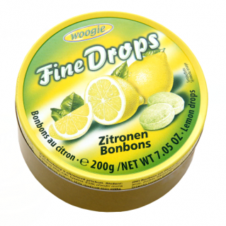 Woogie Fine Drops bonbóny v plechové dóze, citron 200g  - originál z Německa