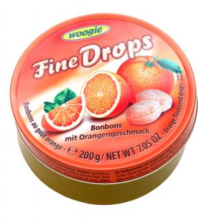 Woogie Fine Drops bonbóny v plechové dóze, pomeranč 200g  - originál z Německa