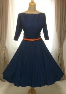 ADELE vlněné tmavě modré retro šaty Barva jako na obrázku, 40