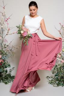 Dlouhá zavinovací sukně - výběr barev růžové Dusty rose 000, Obvod pasu a požadovanou délku uveďte v poznámce