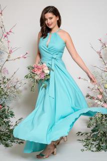 Dlouhé zavinovací šaty s vázaním, vel. 34-42 Světle meruňková  /light pink/, 36