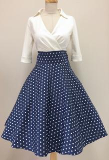 Košilové šaty Margaret s puntíkatou sukní Barva jako na obrázku, Zakázkové šití + 500Kč