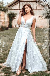 Šedo-modré svatební šaty ISABELLA - vel.38