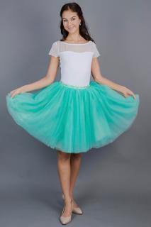 Tylová TUTU sukně mint zelená nad kolená - 50 cm