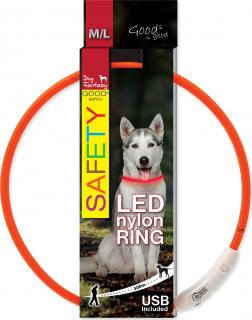 Obojek DOG FANTASY světelný USB oranžový 65 cm 1ks