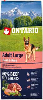 ONTARIO Dog Adult Large Beef & Rice 12kg