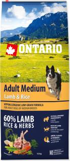 ONTARIO Dog Adult Medium Lamb & Rice 12kg