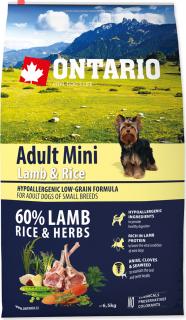 ONTARIO Dog Adult Mini Lamb & Rice 6,5kg