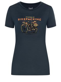 Dámské merino triko Bikepacking Tee [sn] - Blueberry/Various 34/XS