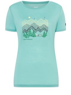 Dámské merino triko Camping Nights Tee [sn] - Living Coral/Various 34/XS