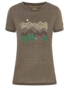 Dámské merino triko Camping Nights Tee [sn] - Stone Grey/Various 34/XS