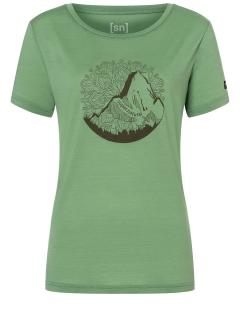 Dámské merino triko Mountain Mandala Tee [sn] -Loden Frost/Stone Grey 36/S