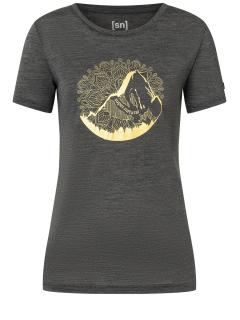 Dámské merino triko Mountain Mandala Tee [sn] -Pirate Grey Melange/Gold 34/XS