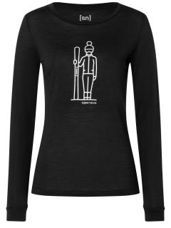 Dámské merino triko s dlouhým rukávem  SKIANTO LS [sn] - Jet Black/Silver 34/XS