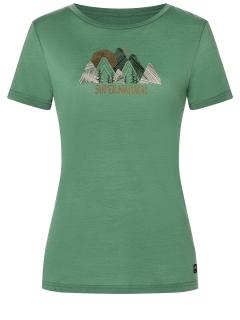Dámské merino triko TRIANGLE HILL TEE [sn] - Dark Ivy/Various 38/M
