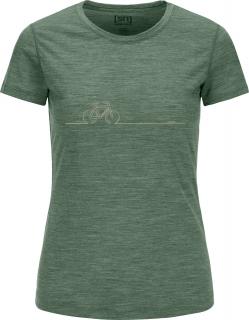 Dámské merino triko W Bike Line Tee[sn] -Sea Spray Melange/Seneca Rock 34/XS