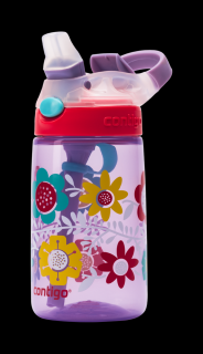 Dětská lahev s pítkem James Gizmo Contigo 420 ml - lila s kvítky