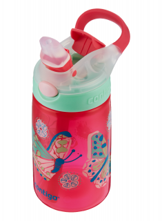 Dětská lahev s pítkem James Gizmo Contigo 420 ml - růžová s motýlky