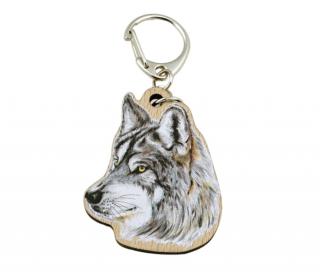 Dřevěný přívěsek na klíče Zvíře Lesní svět Vlk