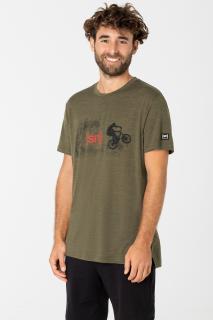 Pánské merino tričko Flatland Tee  [sn] - olive night melange/jet black XXL