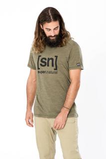 Pánské merino tričko Logo I.D.Tee [sn] - olive night melange/jet black M