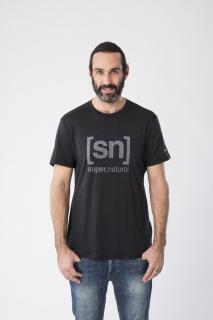 Pánské merino tričko Logo Tee [sn] - Jet Black Melange/Vapor Grey S