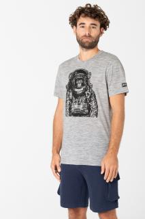 Pánské merino tričko M Space  Monkey Tee  [sn] - ash melange/jet black M