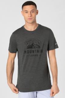 Pánské merino tričko Mountain Lovers TEE [sn] - Pirate Grey Melange/Jet Black L
