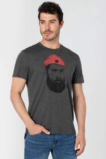 Pánské merino tričko Sailor Tee [sn] - Pirate Grey Melange/Jet Black/High Risk Red L