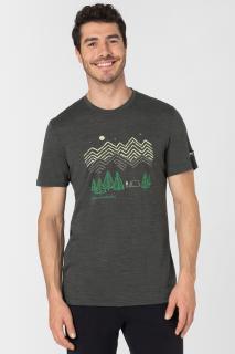 Pánské merino triko Camping Nights Tee [sn] - Pirate Grey Melange/Various L