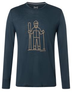 Pánské merino triko dl.r. Skieur LS [sn] - Blueberry/Cumin L