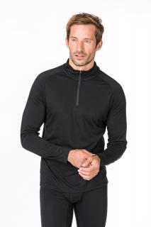 Pánské merino triko dl.rukáv Base 1/4 Zip 175 [sn] -  jet black S