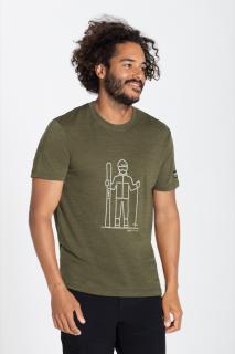 Pánské merino triko Skieur Tee [sn] - olive night melange/oyster grey M