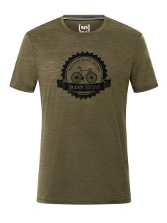 Pánské merino triko Sprocket Tee [sn] - olive night melange/jet black L