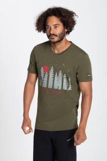 Pánské merino triko Wild And Free Tee [sn] - olive Night melange/Vapor grey/High Risk Red S