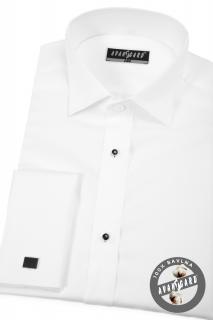 Bílá pánská košile - FRAKOVKA s propínací légou s knoflíčky, dl. rukáv, dvojité manžety 675-1 Velikost: 42/182