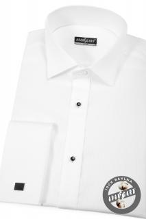 Bílá pánská košile slim fit - FRAKOVKA s propínací légou s knoflíčky, dl. rukáv s dvojitými manžetami,174-1 Velikost: 38/182