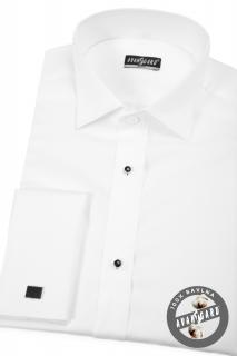 Bílá pánská košile slim fit - FRAKOVKA s propínací légou s knoflíčky, dl. rukáv s dvojitými manžetami,175-1 Velikost: 38/182