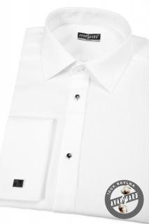 Bílá pánská košile slim fit s propínací légou s knoflíčky, dl. rukáv s dvojitými manžetami, propínací léga s knoflíčky, 176-1 Velikost: 38/182