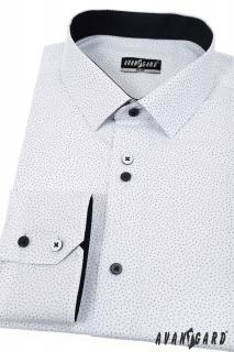 Bílá pánská slim fit košile s drobnými tečkami 125-0185 Velikost: 37/38/182