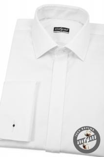 Bílá pánská slim fit košile s krytou légou na manžetové knoflíčky 133-91 Velikost: 36/170