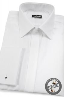 Bílá pánská slim fit košile SLIM na manžetové knoflíčky, krytá léga, 111-97 Velikost: 43/44/194