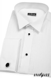 Pánská bílá košile - FRAKOVKA SLIM FIT, na manžetové knoflíčky + ZDARMA manž. knoflíčky 112-1 Velikost: 43/194